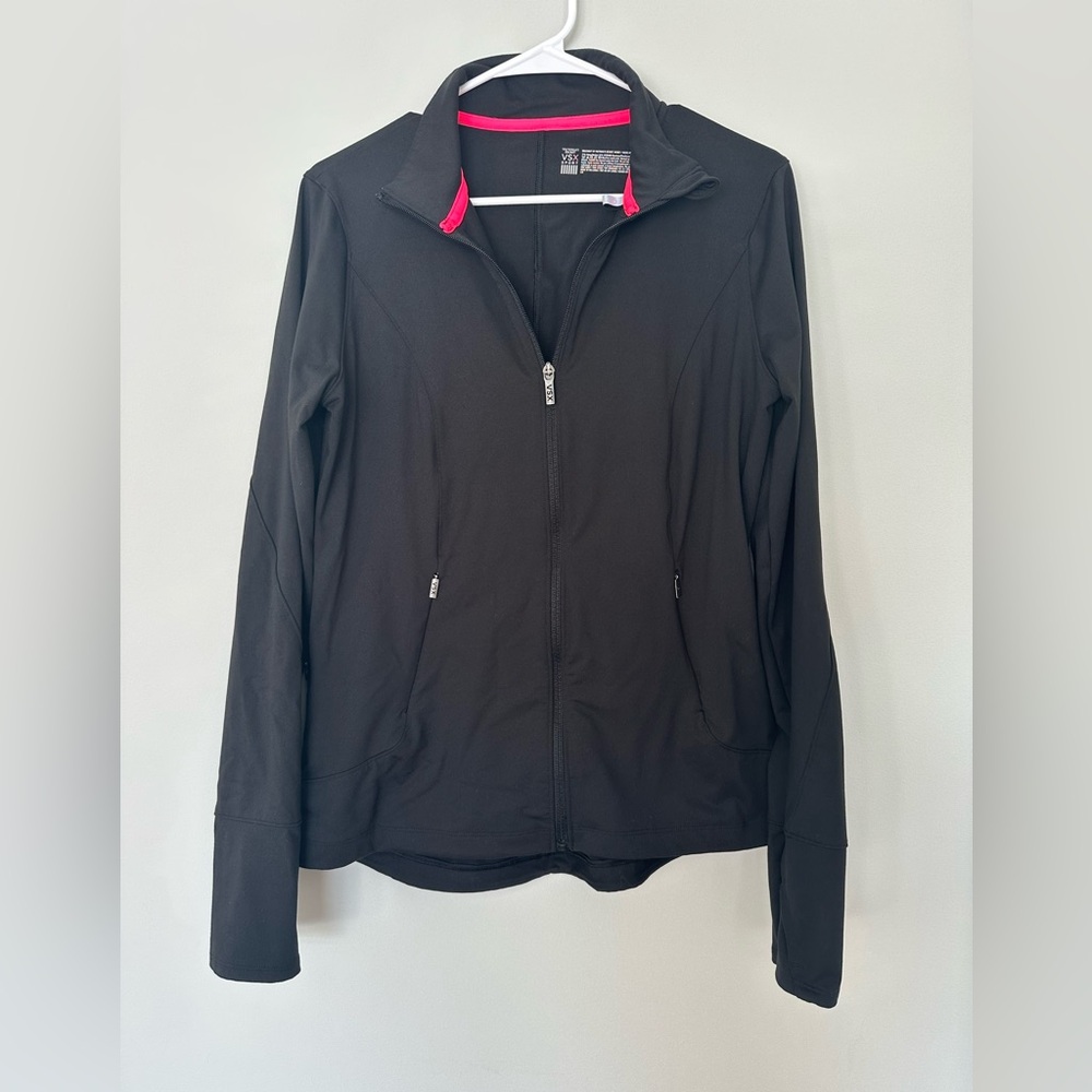 Victoria's Secret Black Utility Jacket with Pink Accents, Women’s Large